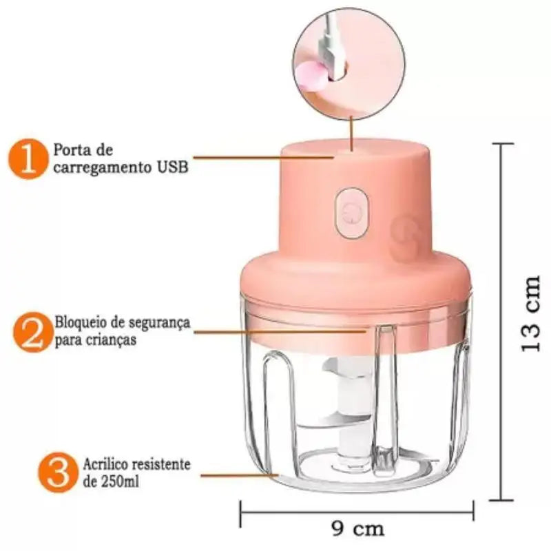 Mini Processador de Alimentos Elétrico