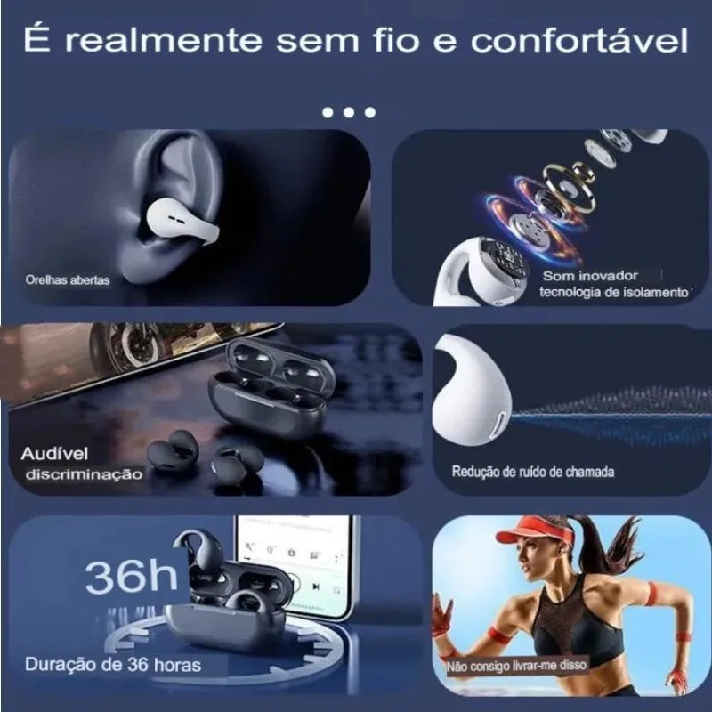 Fone de ouvido sem fio Bluetooth