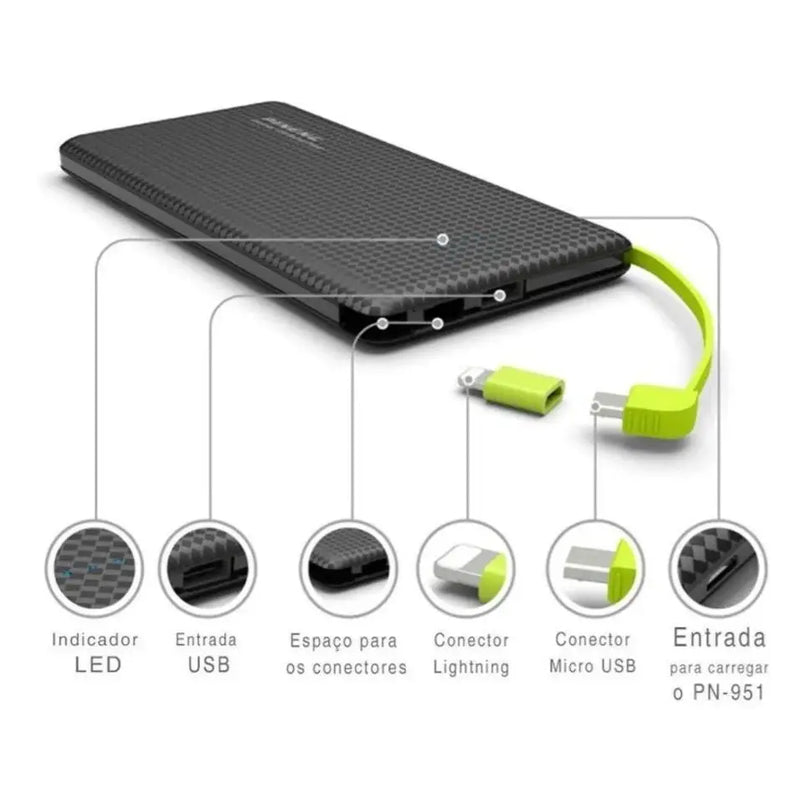 Carregador Portátil Power Bank 10.000mAh